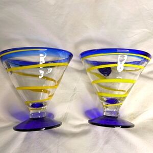 Margherita glasses - pair of blue and yellow glasses